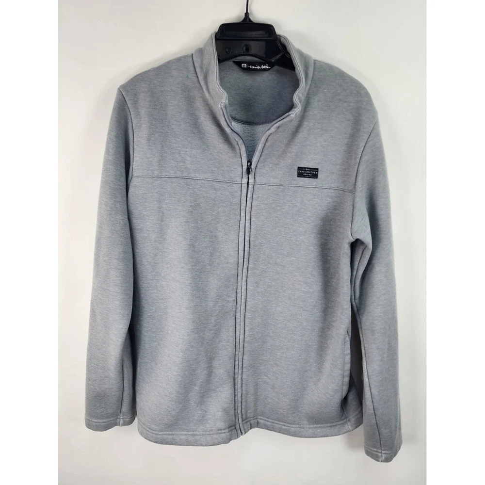 Travis Mathew Koozie 2.0 Zip-Up Sweatshirt Jacket Men's S Light Gray